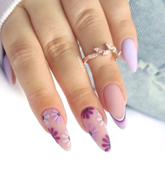 diseños de uñas con flores