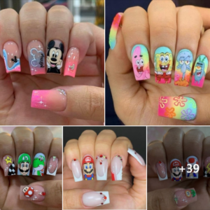 Cartoon lovers nails 💅 ❤️