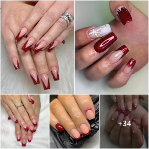 20+ Eye-Catching Red Glitter French Tip Nails